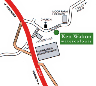 Image: Map showing location of the gallery and village hall in Foxley